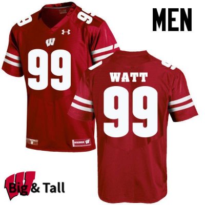 Men's Wisconsin Badgers NCAA #99 J. J. Watt Red Authentic Under Armour Stitched College Football Jersey MC31X70XJ
